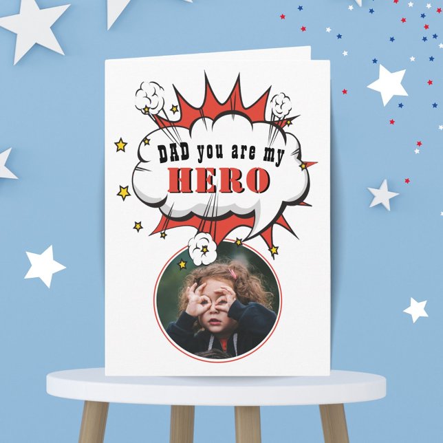 Dad Hero Superhero Speech Bubble Fathers day Card (Creator Uploaded)