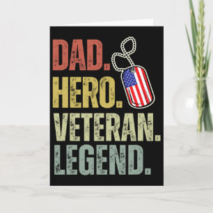 Dad Hero Veteran Legend Fathers Day Dad Grandpa Ve Card