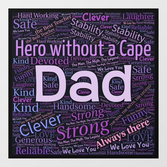 Dad Hero Window Cling (Sheet)