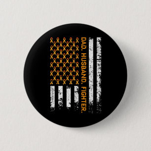 Dad Husband Fighter Ribbon USA Flag Leukaemia Awar 6 Cm Round Badge
