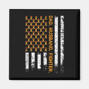 Dad Husband Fighter Ribbon USA Flag Leukaemia Awar Magnet