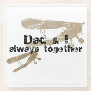 Dad & I always together. Postcards Glass Coaster