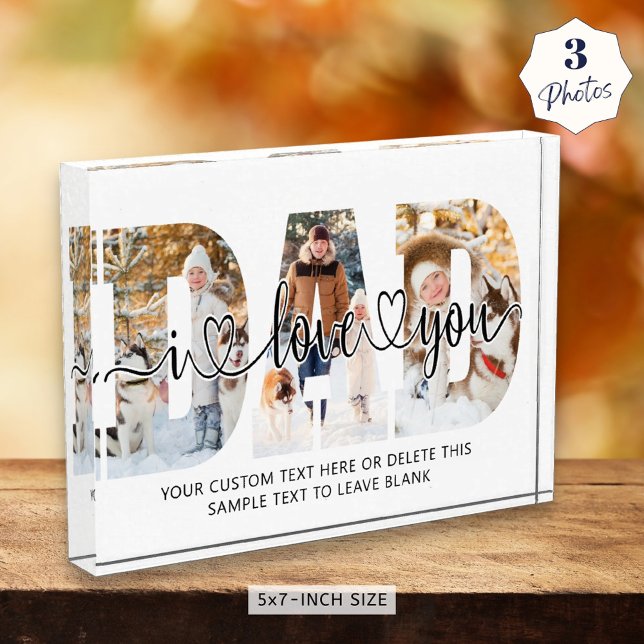 Dad I Love You 3 Photo Collage Script Hearts Block (Creator Uploaded)