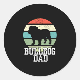 Dad I Retro English Bulldog  Classic Round Sticker