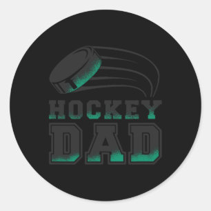 Dad Ice Hockey Puck Funny Fathers Day Graphic Classic Round Sticker