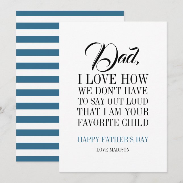 Dad I'm Your Favourite Child Father's Day Card (Front/Back)