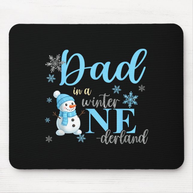 Dad In A Winter Onederland Birthday Boy Girl Cute  Mouse Pad (Front)