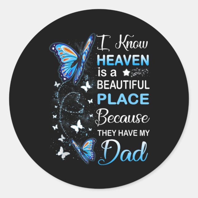 Dad Is My Guardian Angel In Heaven Memorial Day Me Classic Round Sticker (Front)