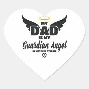Dad Is My Guardian Angel Watches Over Me In Memory Heart Sticker