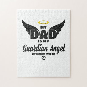 Dad Is My Guardian Angel Watches Over Me In Memory Jigsaw Puzzle