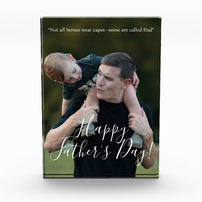 Dad Is My Hero Personalised Photo Display Block (Front)