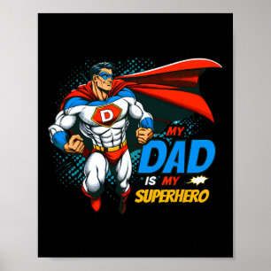 Dad Is My Superhero Kids Cool Father's Day Comic L Poster