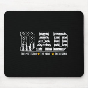 Dad is Protector Hero Legend American Flag Fathers Mouse Pad