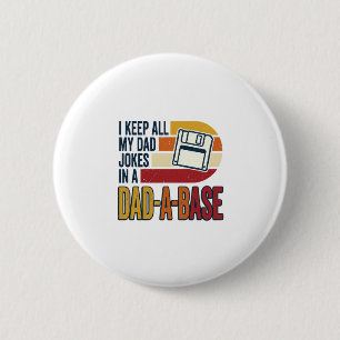 Dad Joke Dad-A-Base Retro Funny Father Vector Desi 6 Cm Round Badge