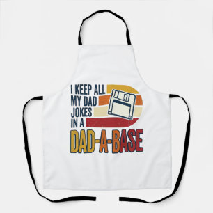 Dad Joke Dad-A-Base Retro Funny Father Vector Desi Apron