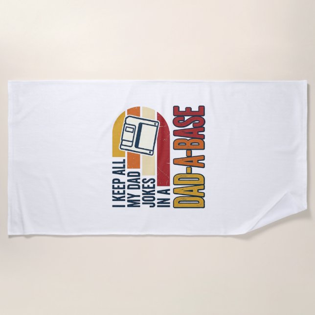 Dad Joke Dad-A-Base Retro Funny Father Vector Desi Beach Towel (Front)
