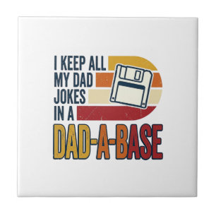 Dad Joke Dad-A-Base Retro Funny Father Vector Desi Ceramic Tile