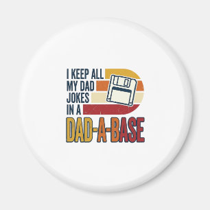 Dad Joke Dad-A-Base Retro Funny Father Vector Desi Magnet