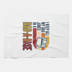 Dad Joke Dad-A-Base Retro Funny Father Vector Desi Tea Towel