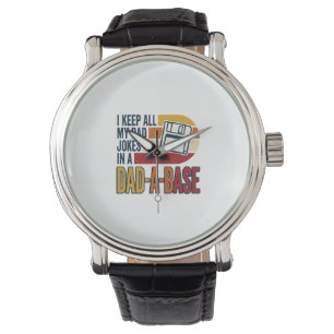 Dad Joke Dad-A-Base Retro Funny Father Vector Desi Watch