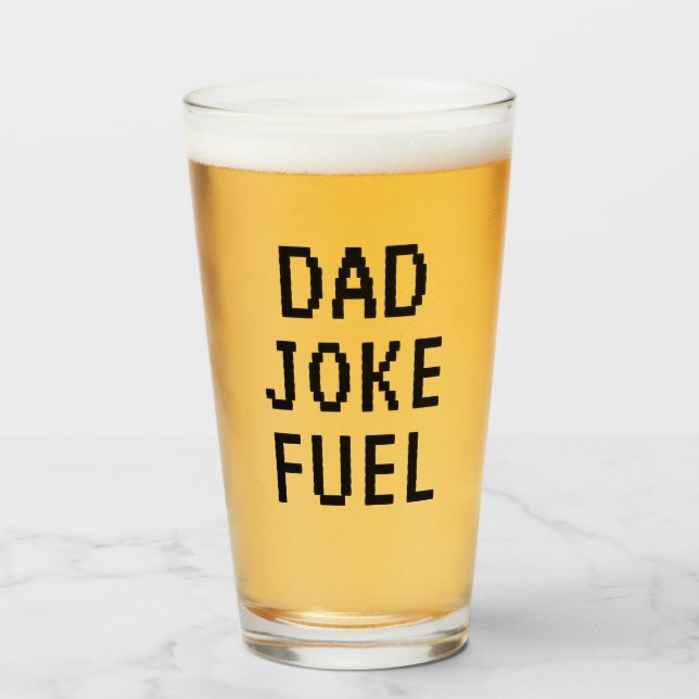 Dad Joke Fuel – Pixel Gamer Gift for Father Glass (Front Filled)