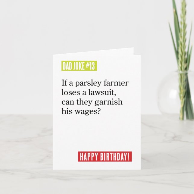 Dad Joke Parsley Farmer Gets Wages Garnished Card (Front)
