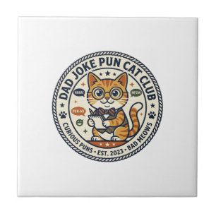 Dad Joke Pun Cat Cat Graphic Tee Art - Dad Joke Pu Ceramic Tile