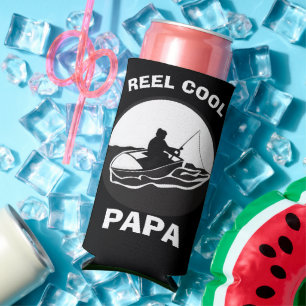 Dad joke ,reel cool papa, fishing father's day seltzer can cooler