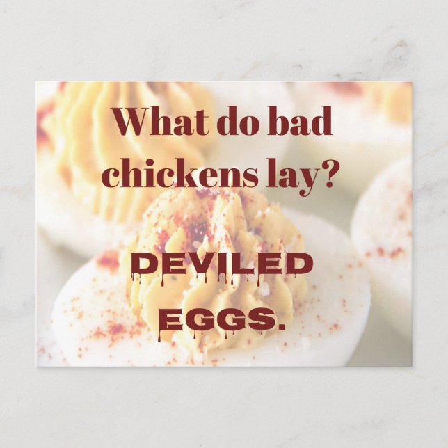 Dad Joke: What do bad chickens lay? Postcard (Front)