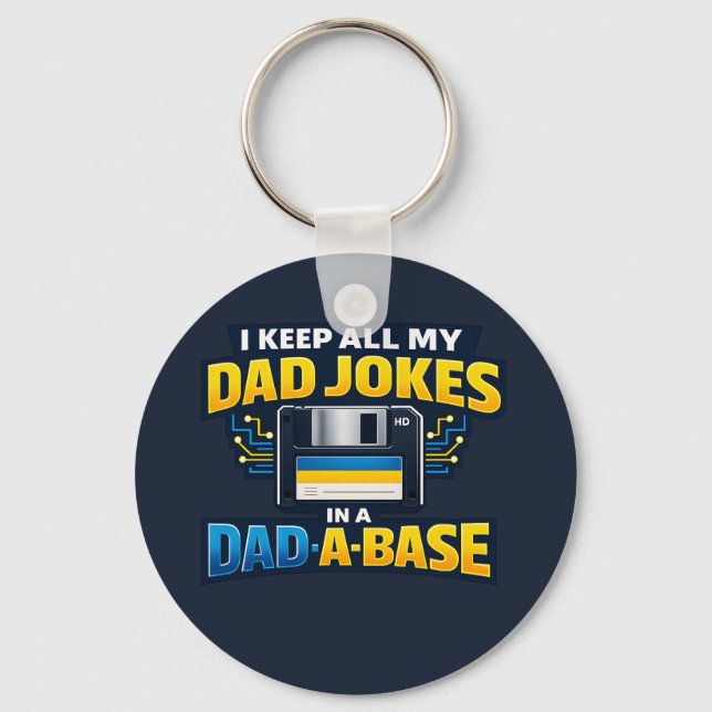 Dad Jokes In A Dad-A-Base Funny Dad Keychain Gift (Front)