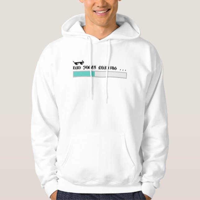 "Dad Jokes Loading..." Pixelated Typography Dad Hoodie (Front)