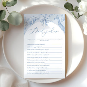 Dad jokes Toile de Jouy Safari baby shower game