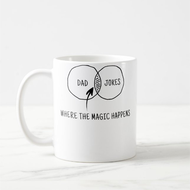 Dad Jokes Where The Magic Happens Coffee Mug (Left)