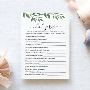 Dad Jokes with Answers Baby Shower game Card