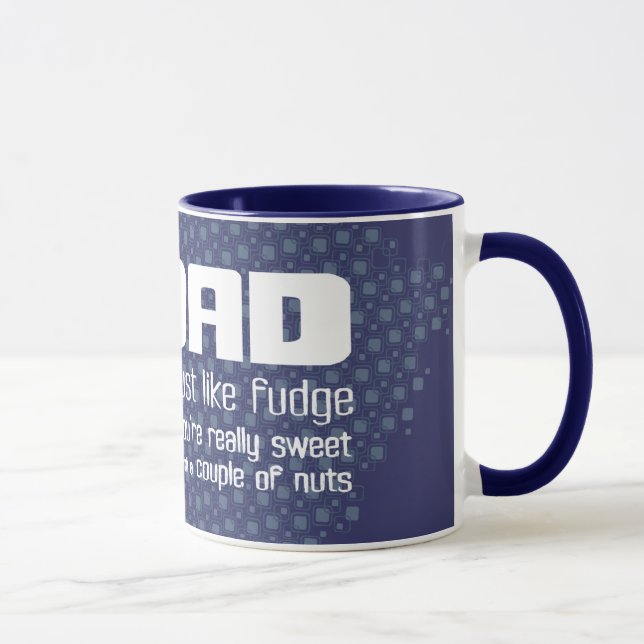 Dad "just like fudge" fun navy blue mug (Right)