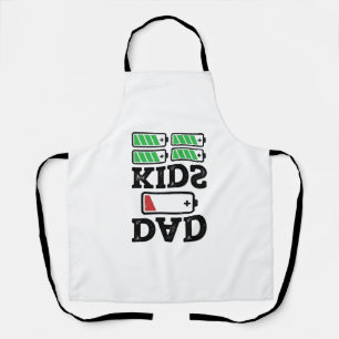 Dad Kids Battery Funny Vintage Vector Shirt Design Apron