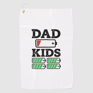 Dad Kids Battery Funny Vintage Vector Shirt Design Golf Towel