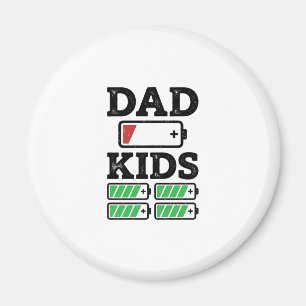 Dad Kids Battery Funny Vintage Vector Shirt Design Magnet