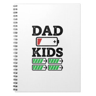Dad Kids Battery Funny Vintage Vector Shirt Design Notebook