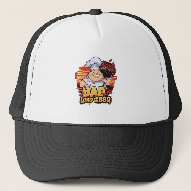 Dad  King of Bbq Grill Love Dad Fathers Day Trucker Hat (Front)