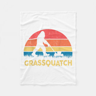 Dad Lawn Mowing Grquatch Bigfoot Mower Gift Funny Fleece Blanket