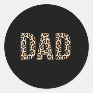 Dad Leopard Print Fathers Day Classic Round Sticker