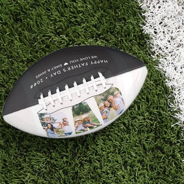 DAD Letter Cutout Photo Collage Custom Text Football (Creator Uploaded)