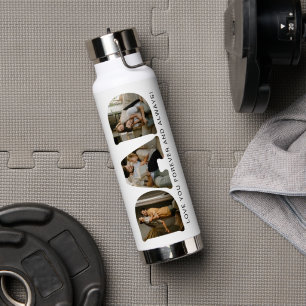 DAD Letter Photo Collage Water Bottle