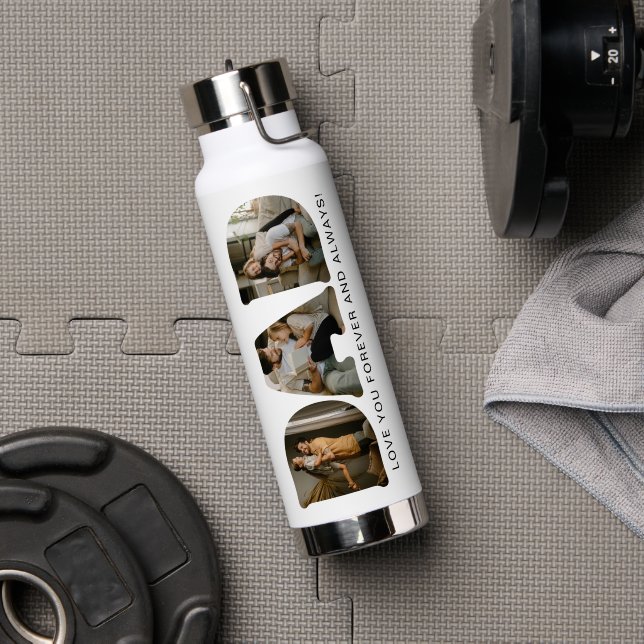 DAD Letter Photo Collage Water Bottle (Gym (Rotated))