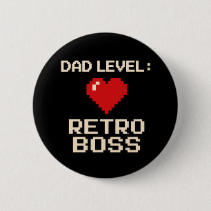 Dad Level: Retro Gaming Boss Design 6 Cm Round Badge