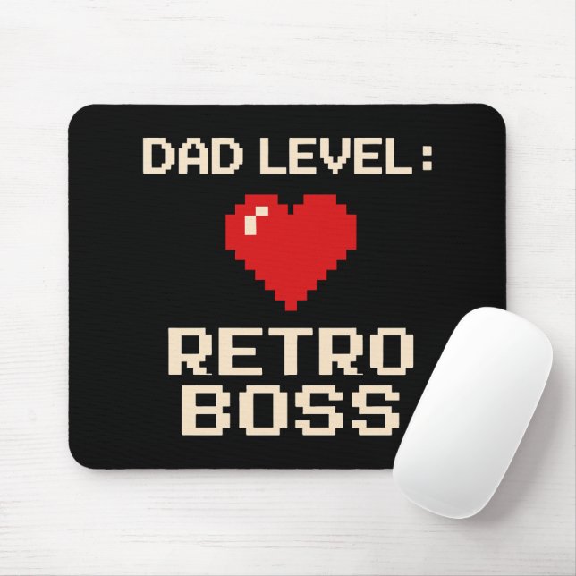Dad Level: Retro Gaming Boss Design Mouse Pad (With Mouse)