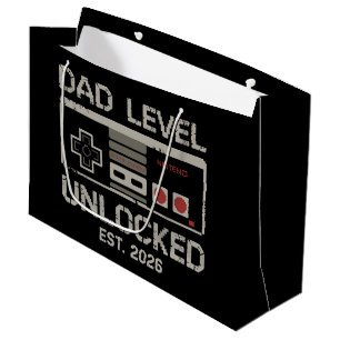 Dad Level Unlocked 2026 Soon to Be Gamer Daddy Large Gift Bag