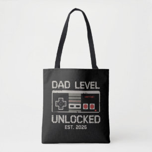Dad Level Unlocked 2026 Soon to Be Gamer Daddy Tote Bag