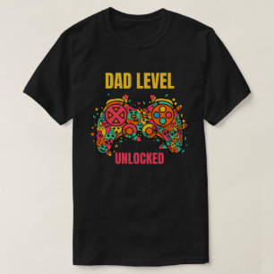 Dad Level Unlocked Colourful Game Controller T-Shirt